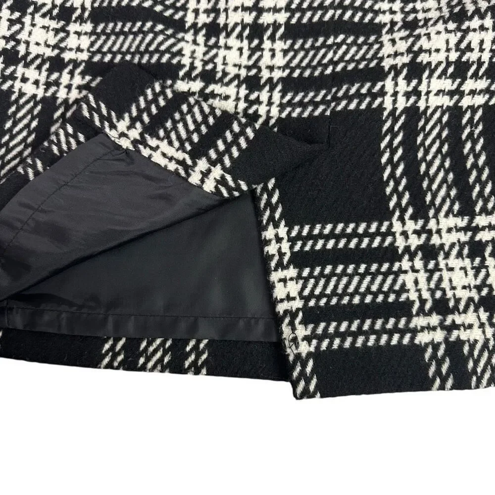 Talbots Womens Black Cream Plaid Wool Blend Lined Skirt size 6